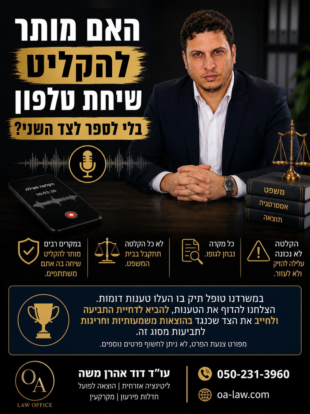 האם מותר להקליט שיחת טלפון בלי לספר לצד השני?