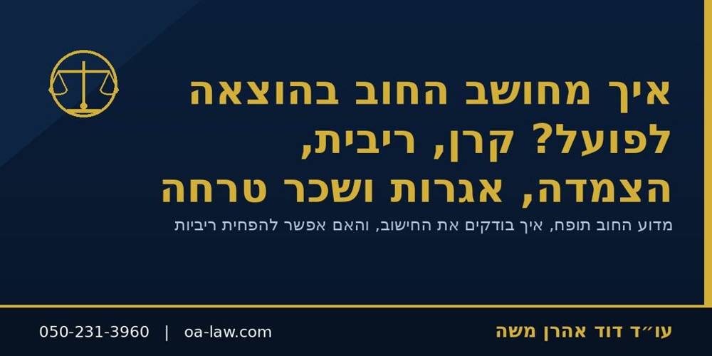 איך מחושב החוב בהוצאה לפועל? קרן, ריבית, הצמדה, אגרות ושכר טרחה
