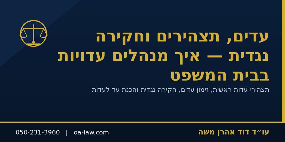 עדים, תצהירים וחקירה נגדית – כך מנהלים עדויות שמכריעות את המשפט