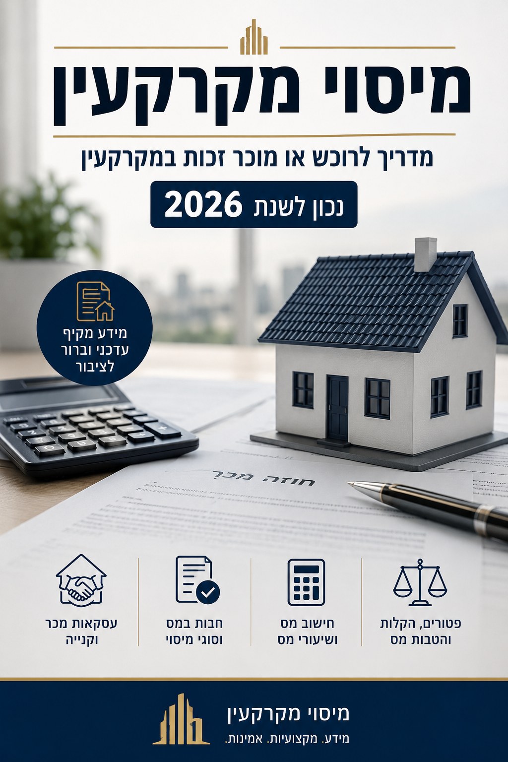 מיסוי מקרקעין 2026: פורסם מדריך מקיף לרוכש ולמוכר זכות במקרקעין