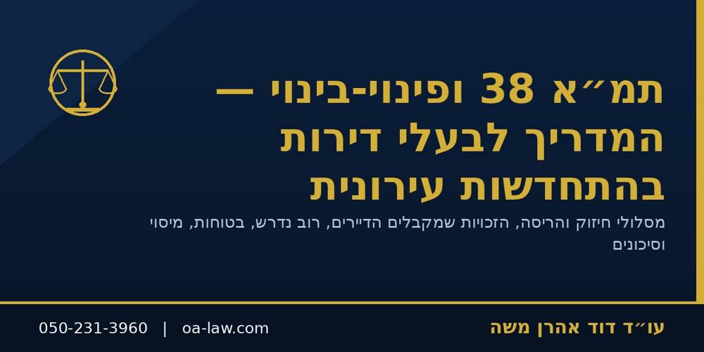 תמ״א 38 ופינוי-בינוי – המדריך המלא לבעלי דירות בהתחדשות עירונית